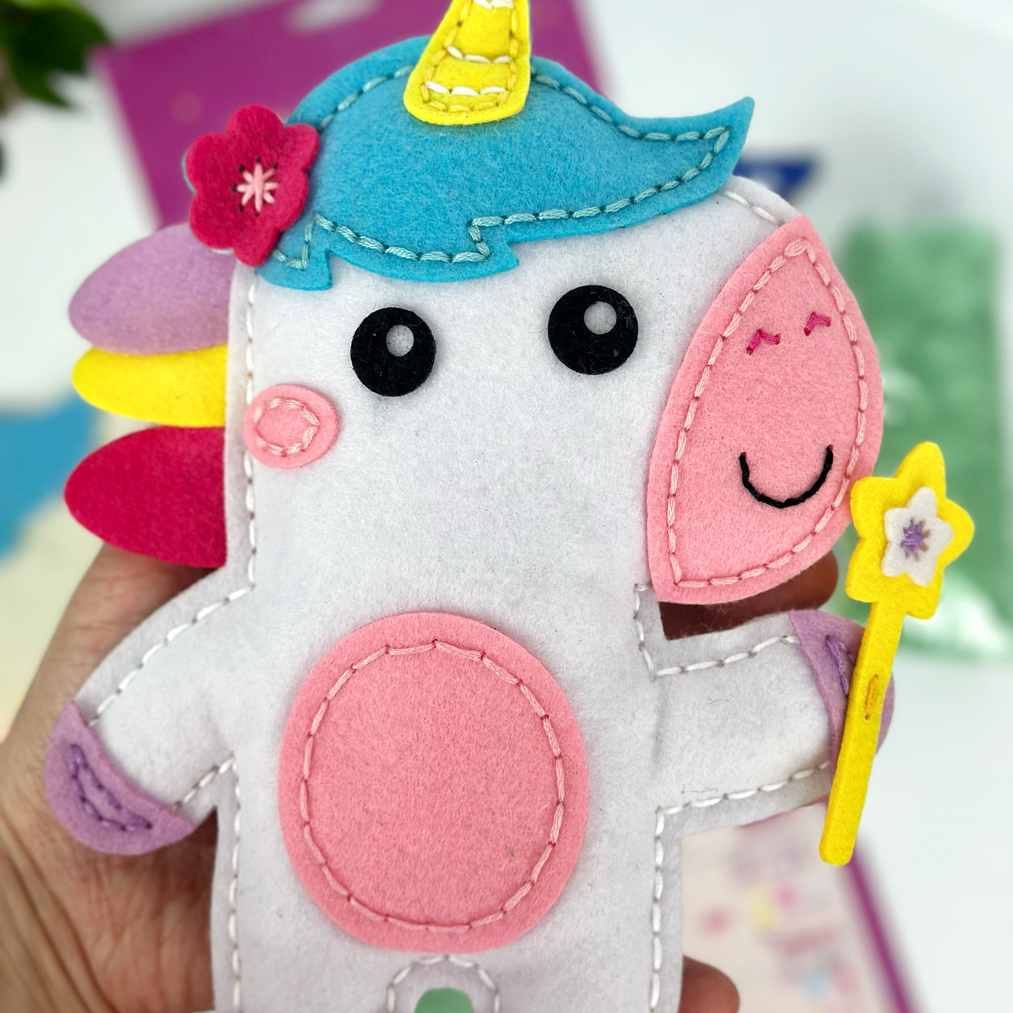 APLI Krapli - APLI Krapli Sewyourself Felt Toy Kit Unicorn Precut Felt Stuffing Thread & Safe Needle Ages 6+
