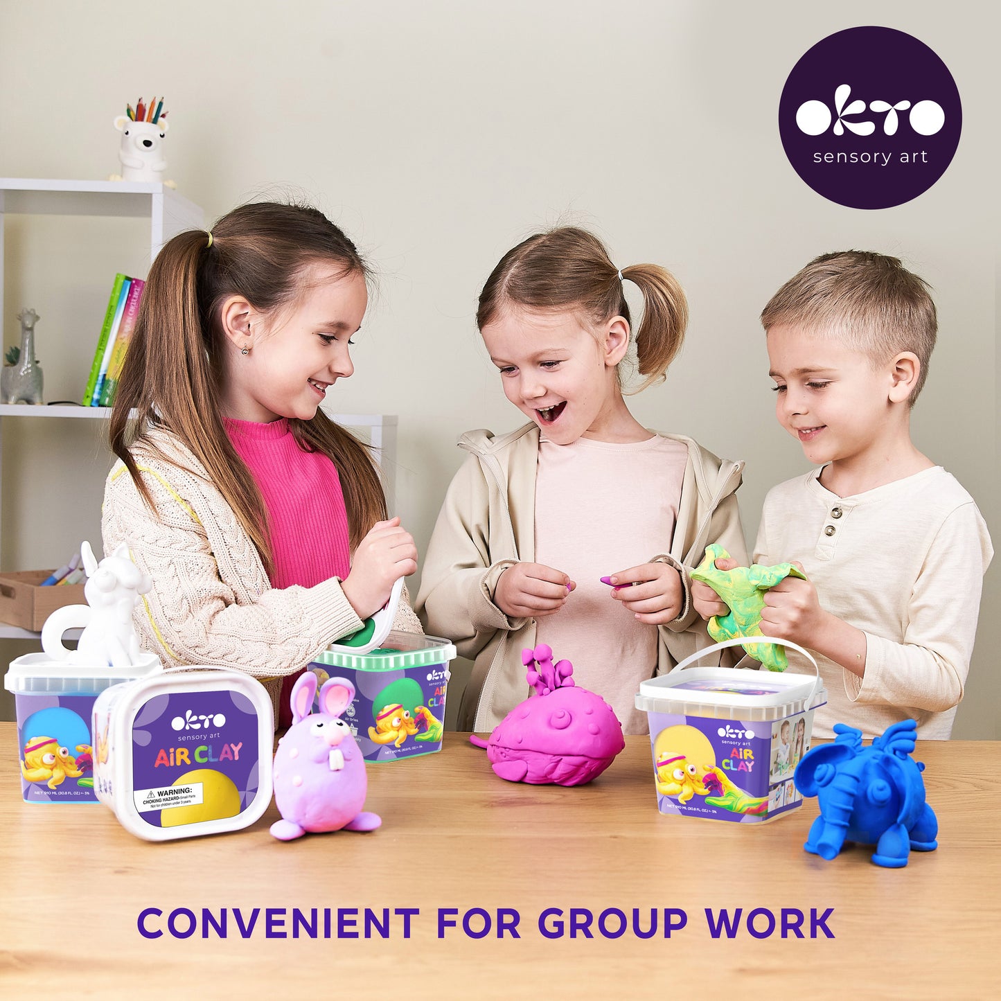 OKTO Air Dry Clay Bucket, 910 ml (31 fl oz) — Red — Ages 8+