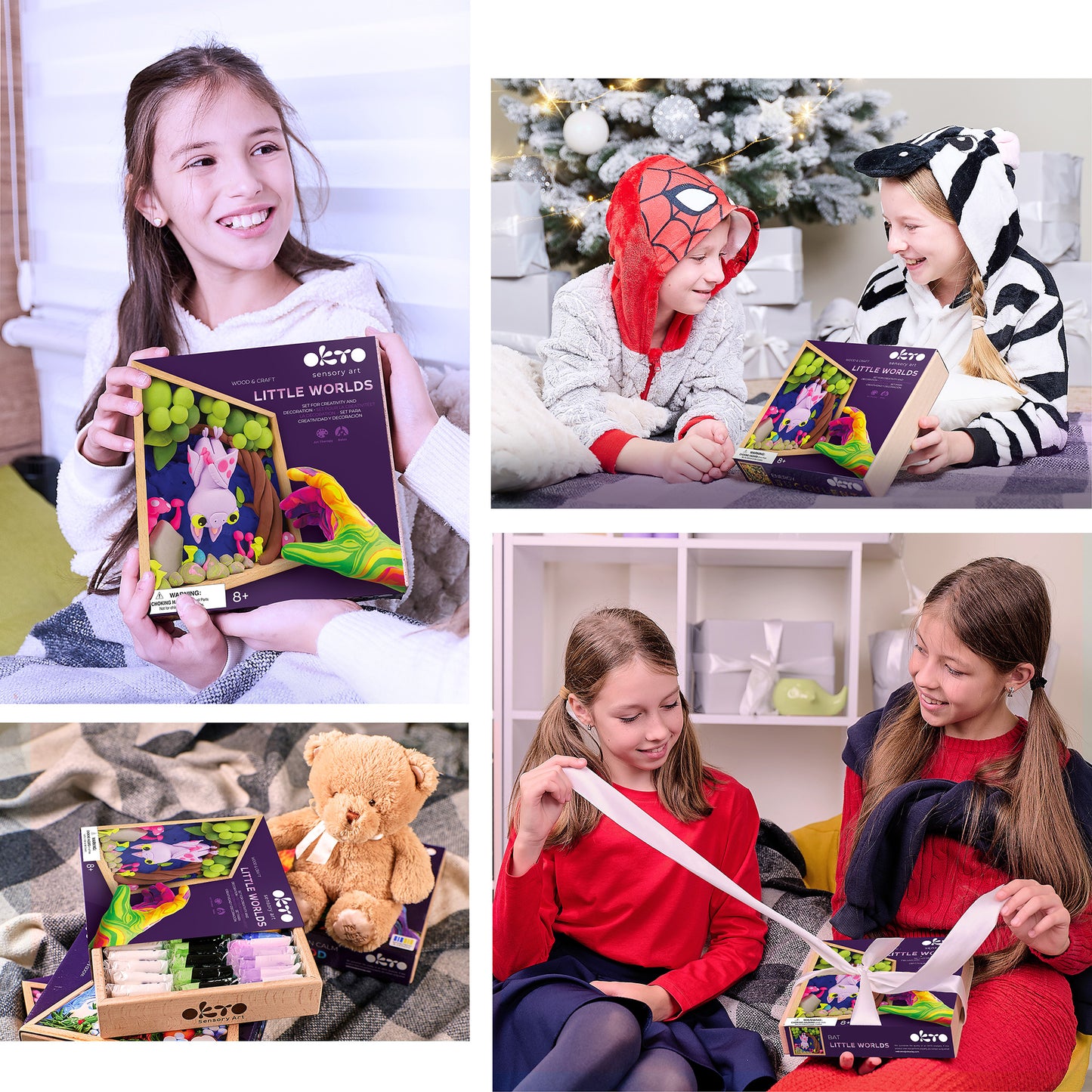 OKTO Little Worlds — Bat — Foam Air‑Dry Clay Wooden Art Kit (~8.3″ Square) — Ages 8+