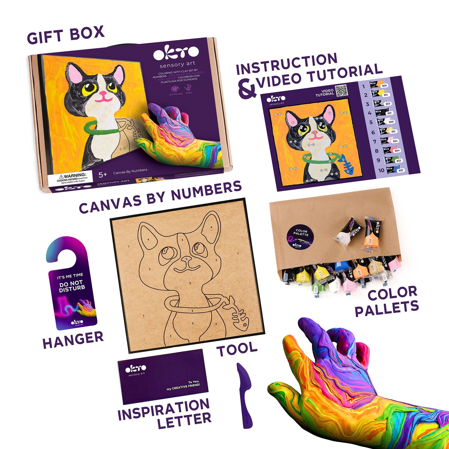 OKTO Clay by Numbers — Cat — (~11.4×11.4 in) — Ages 5+