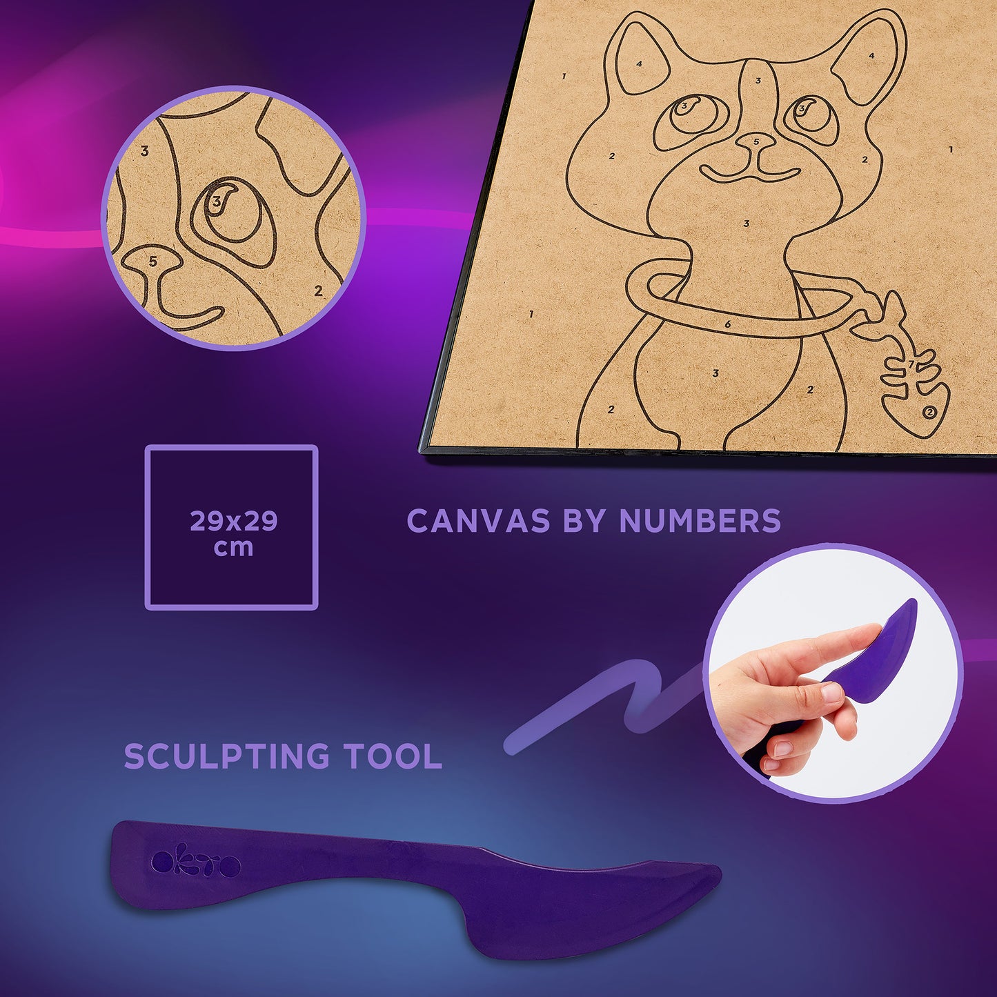 OKTO Clay by Numbers — Cat — (~11.4×11.4 in) — Ages 5+