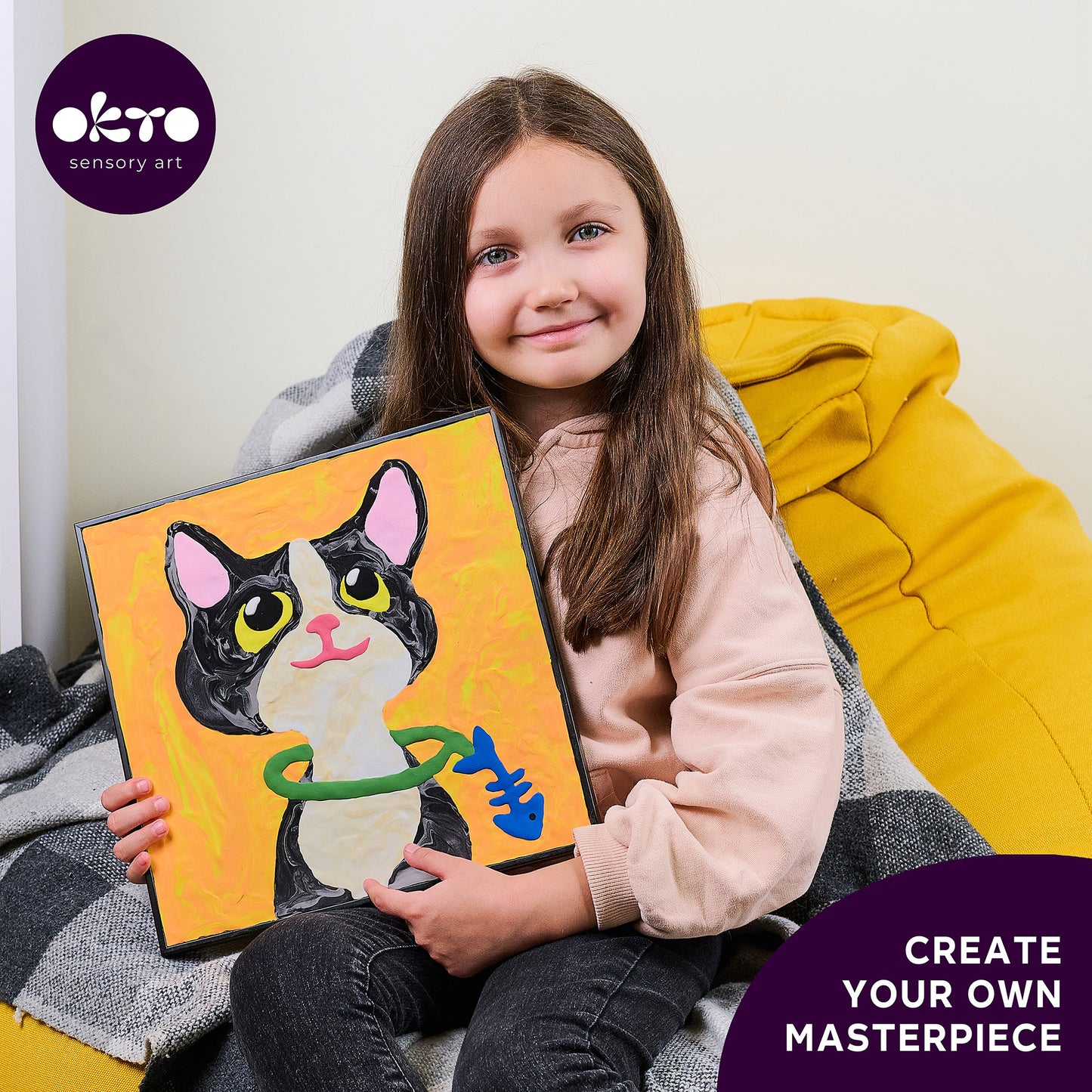 OKTO Clay by Numbers — Cat — (~11.4×11.4 in) — Ages 5+