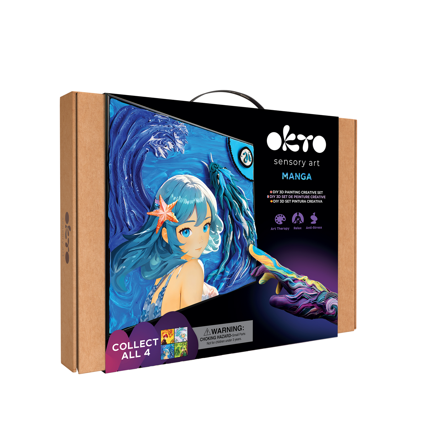 OKTO Manga Elements — Water — 3D Clay Canvas Kit (11.8×15.7 in) — Ages 10+