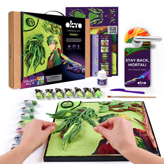 OKTO Manga Elements — Earth — 3D Clay Canvas Kit (11.8×15.7 in) — Ages 10+