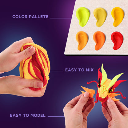 OKTO Manga Elements — Fire — 3D Clay Canvas Kit (11.8×15.7 in) — Ages 10+