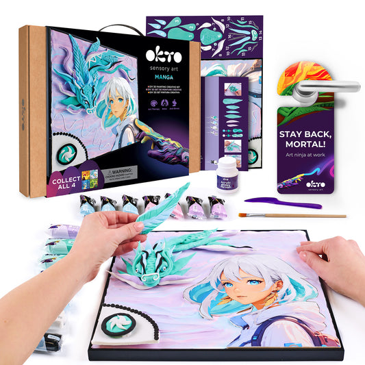OKTO Manga Elements — Air — 3D Clay Canvas Kit (11.8×15.7 in) — Ages 10+