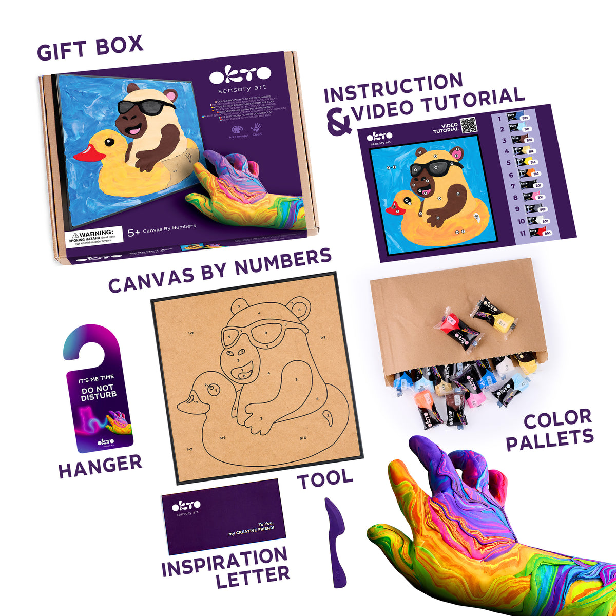 OKTO Clay-by-Numbers Kit – “Capybara” (11.4” x 11.4”)
