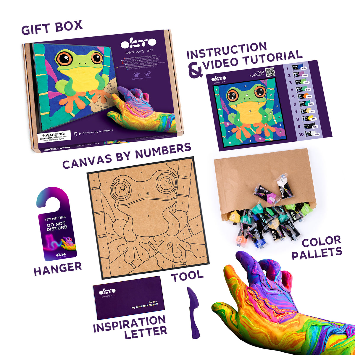 OKTO Clay-by-Numbers Kit – “Frog” (11.4” x 11.4”)