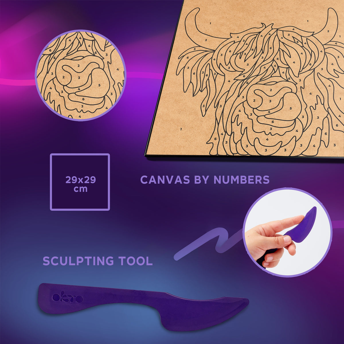 OKTO Clay-by-Numbers Kit – “Irish Cow” (11.4” x 11.4)