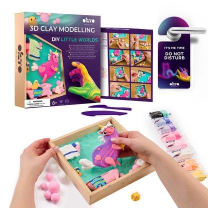 OKTO Little Worlds — Unicorn — Foam Air‑Dry Clay Wooden Art Kit (~8.3″ Square) — Ages 8+ (Copy)