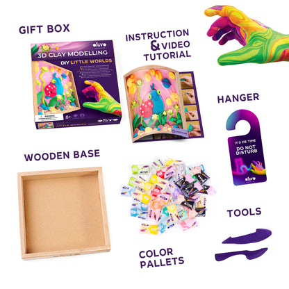OKTO Little Worlds — Snail — Foam Air‑Dry Clay Wooden Art Kit (~8.3″ Square) — Ages 8+