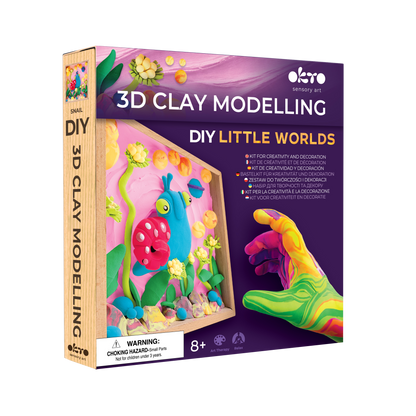 OKTO Little Worlds — Snail — Foam Air‑Dry Clay Wooden Art Kit (~8.3″ Square) — Ages 8+