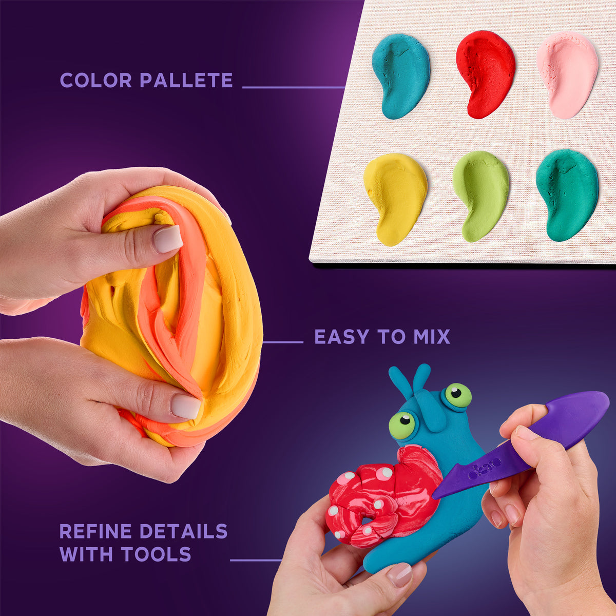 OKTO Little Worlds — Snail — Foam Air‑Dry Clay Wooden Art Kit (~8.3″ Square) — Ages 8+