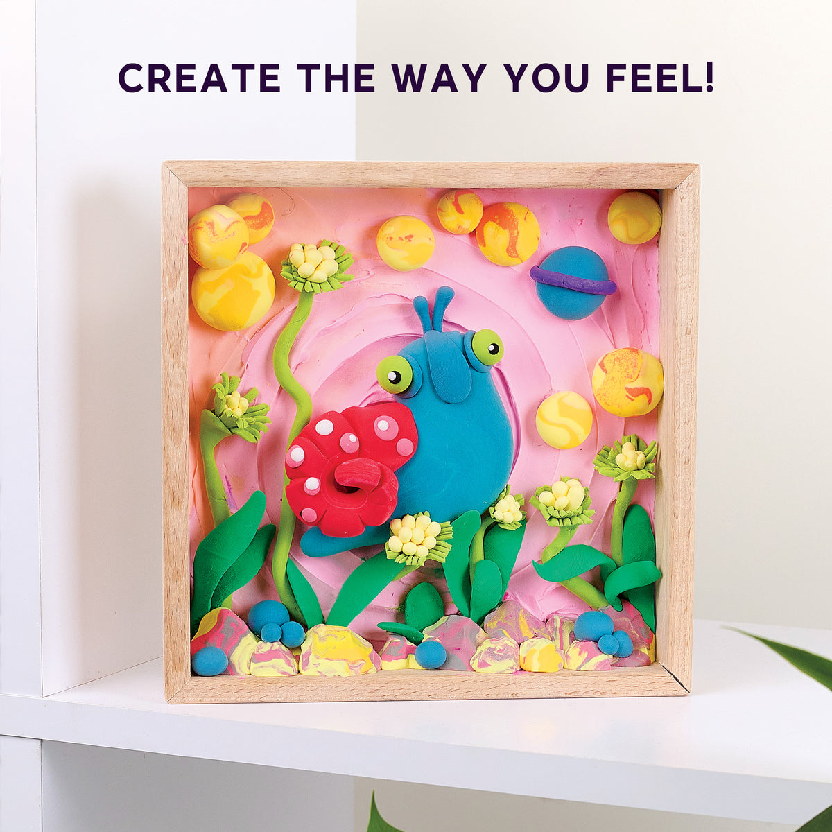 OKTO Little Worlds — Snail — Foam Air‑Dry Clay Wooden Art Kit (~8.3″ Square) — Ages 8+