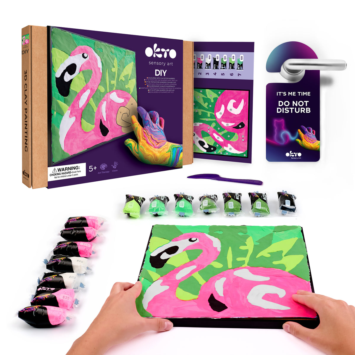 OKTO Clay-by-Numbers Kit – “Pink Flamingo” (11.4” x 11.4)