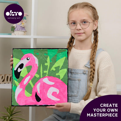 OKTO Clay-by-Numbers Kit – “Pink Flamingo” (11.4” x 11.4)