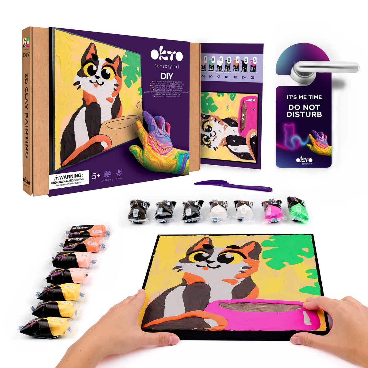 OKTO Clay by Numbers — Funny Cat — (~11.4×11.4 in) — Ages 5+