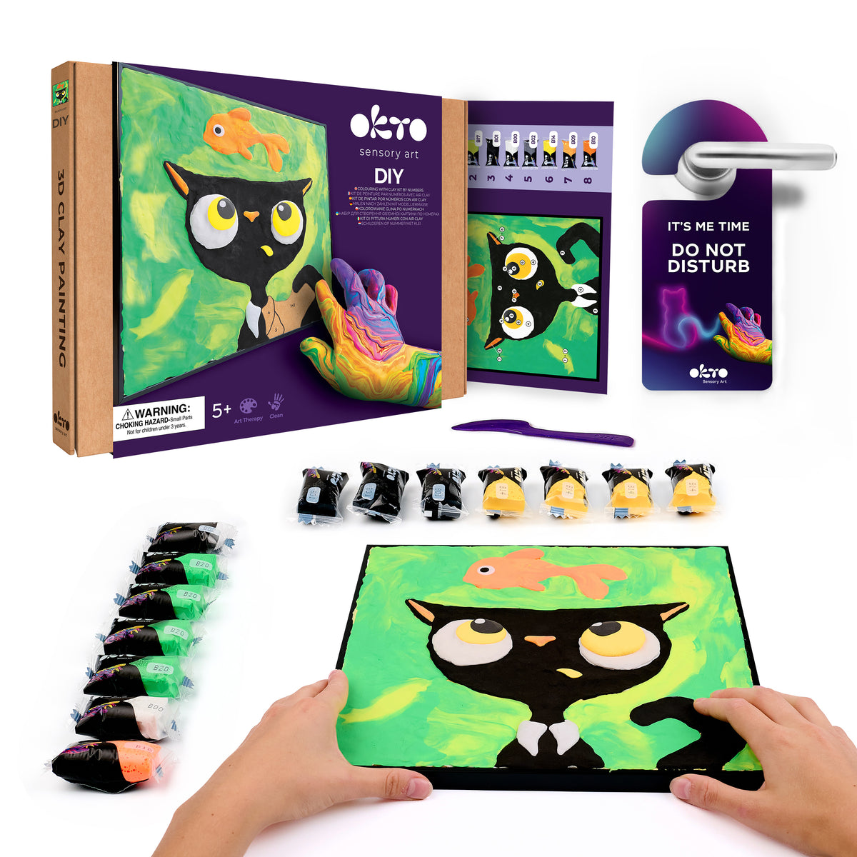 OKTO Clay by Numbers — Black Cat — (~11.4×11.4 in) — Ages 5+