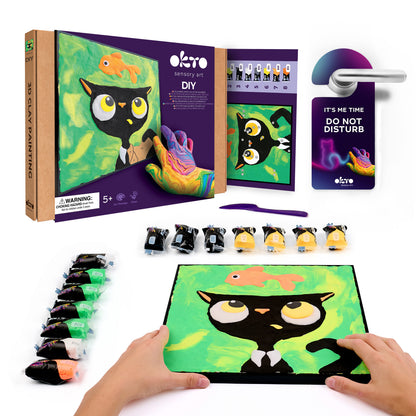 OKTO Clay by Numbers — Black Cat — (~11.4×11.4 in) — Ages 5+