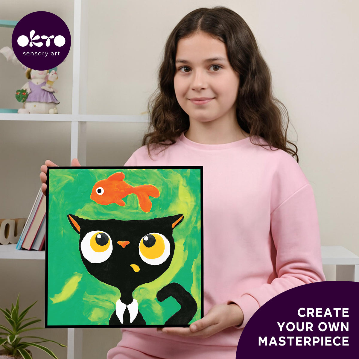 OKTO Clay by Numbers — Black Cat — (~11.4×11.4 in) — Ages 5+