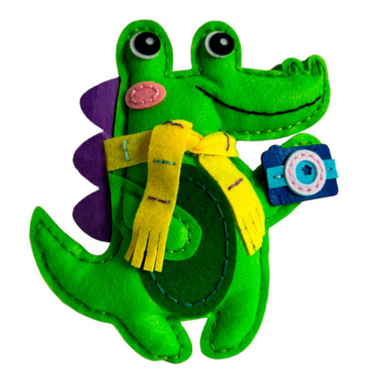 APLI Krapli - APLI Krapli Sewyourself Felt Toy Kit Crocodile Precut Felt Stuffing Thread & Safe Needle Ages 6+