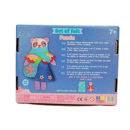 APLI Krapli - APLI Krapli Sewyourself Felt Toy Kit Toy Panda Precut Felt Stuffing Thread & Safe Needle Ages 6+