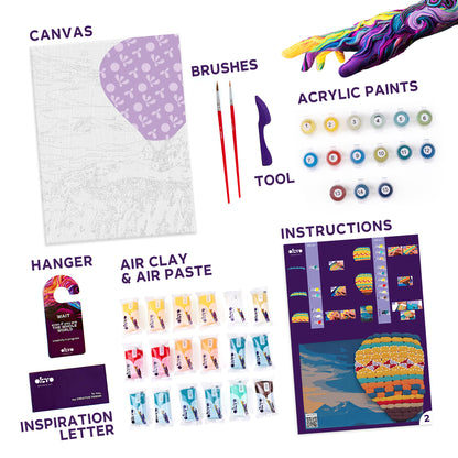 OKTO Air-Dry Clay 3D Painting Kit – Hot Air Balloon (11.8 x 15.7 in)