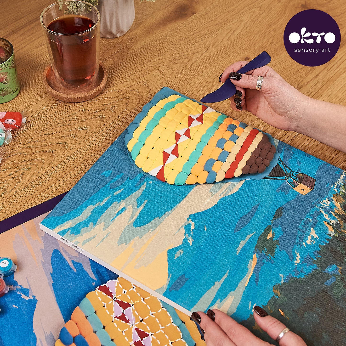 OKTO Air-Dry Clay 3D Painting Kit – Hot Air Balloon (11.8 x 15.7 in)