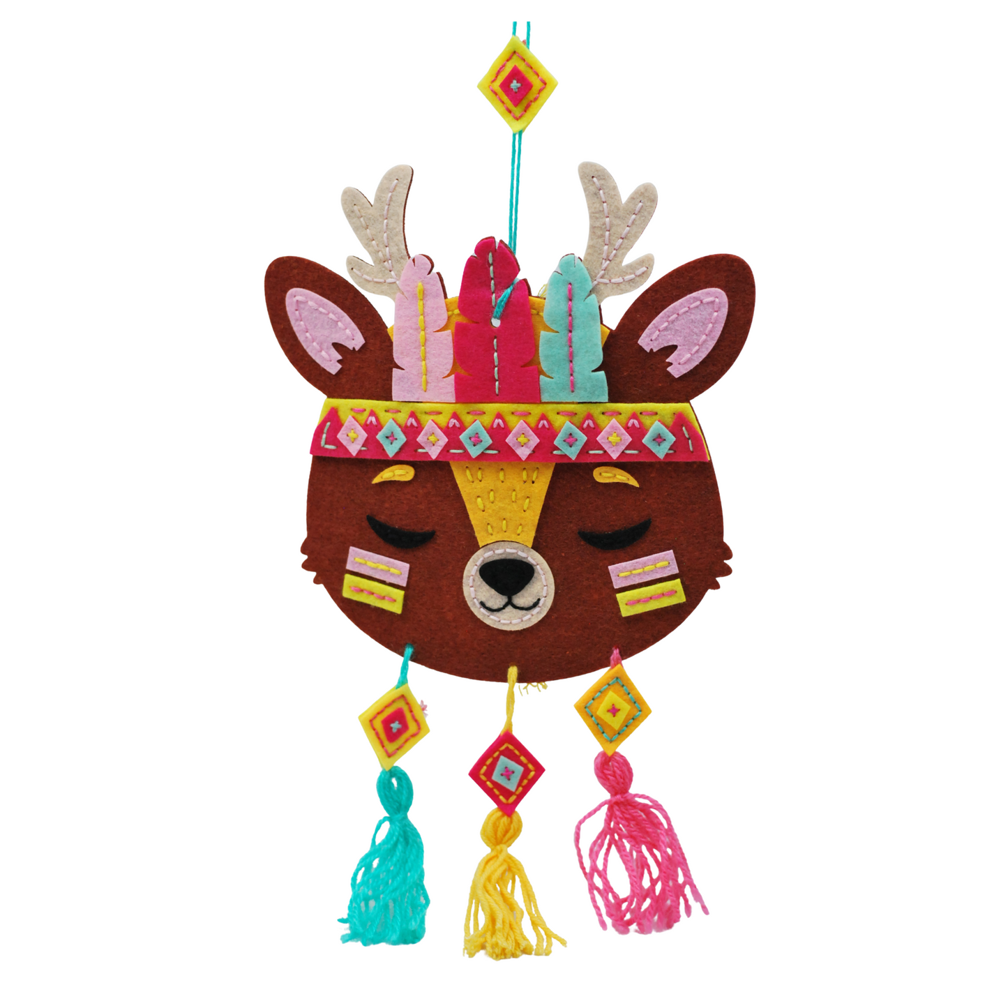 APLI Krapli - APLI Krapli Felt Wall Flag Sewing Kit Deer Precut Felt Thread & Safe Needle Ages 6+