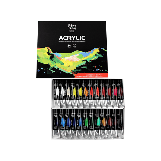 Acrylic paint set 24*20 ml/0.68 oz, ROSA Gallery