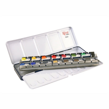 Set of watercolor paints "Classic" metal case, 14 colors, cuvette, ROSA Gallery