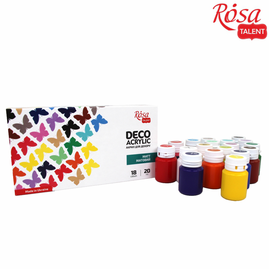 Matt Acrylic paint for decor set, 18*20ml ROSA TALENT