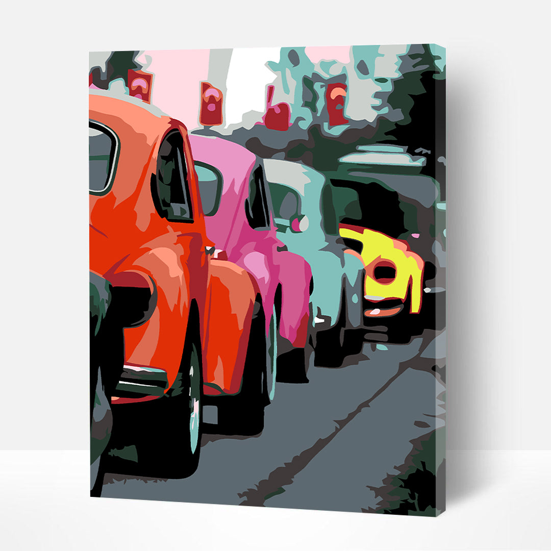 Artwille DIY Paint by Numbers for Adults and Kids - Bright Retro Car