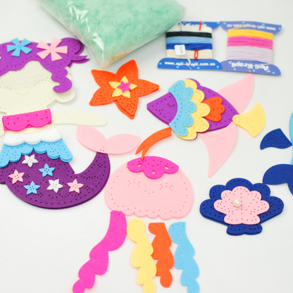 APLI Krapli - APLI Krapli Sewyourself Felt Toy Kit The Little Mermaid And Friends Precut Felt Stuffing Thread & Safe Needle Ages 6+