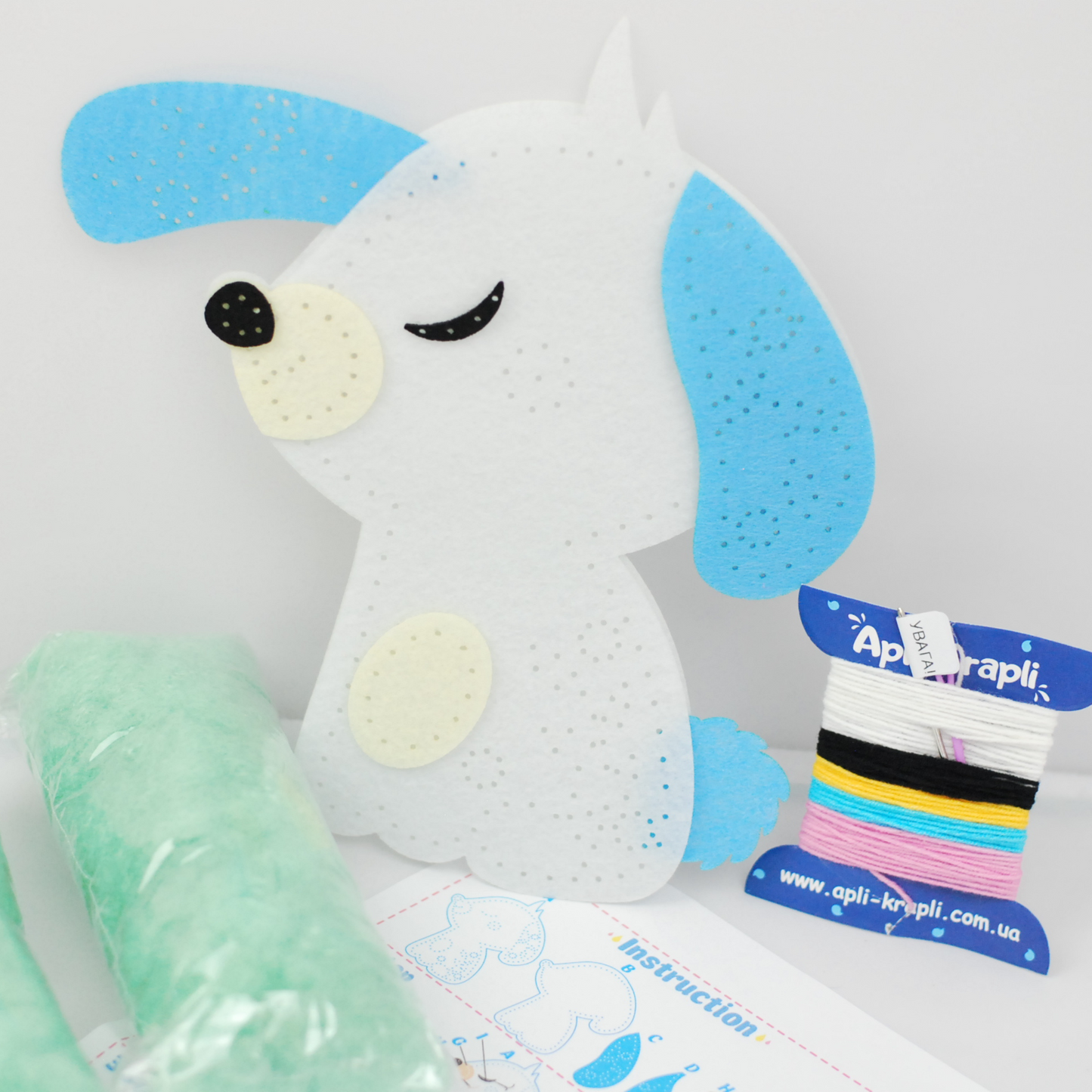 APLI Krapli - APLI Krapli Sewyourself Felt Toy Kit Dog Precut Felt Stuffing Thread & Safe Needle Ages 6+