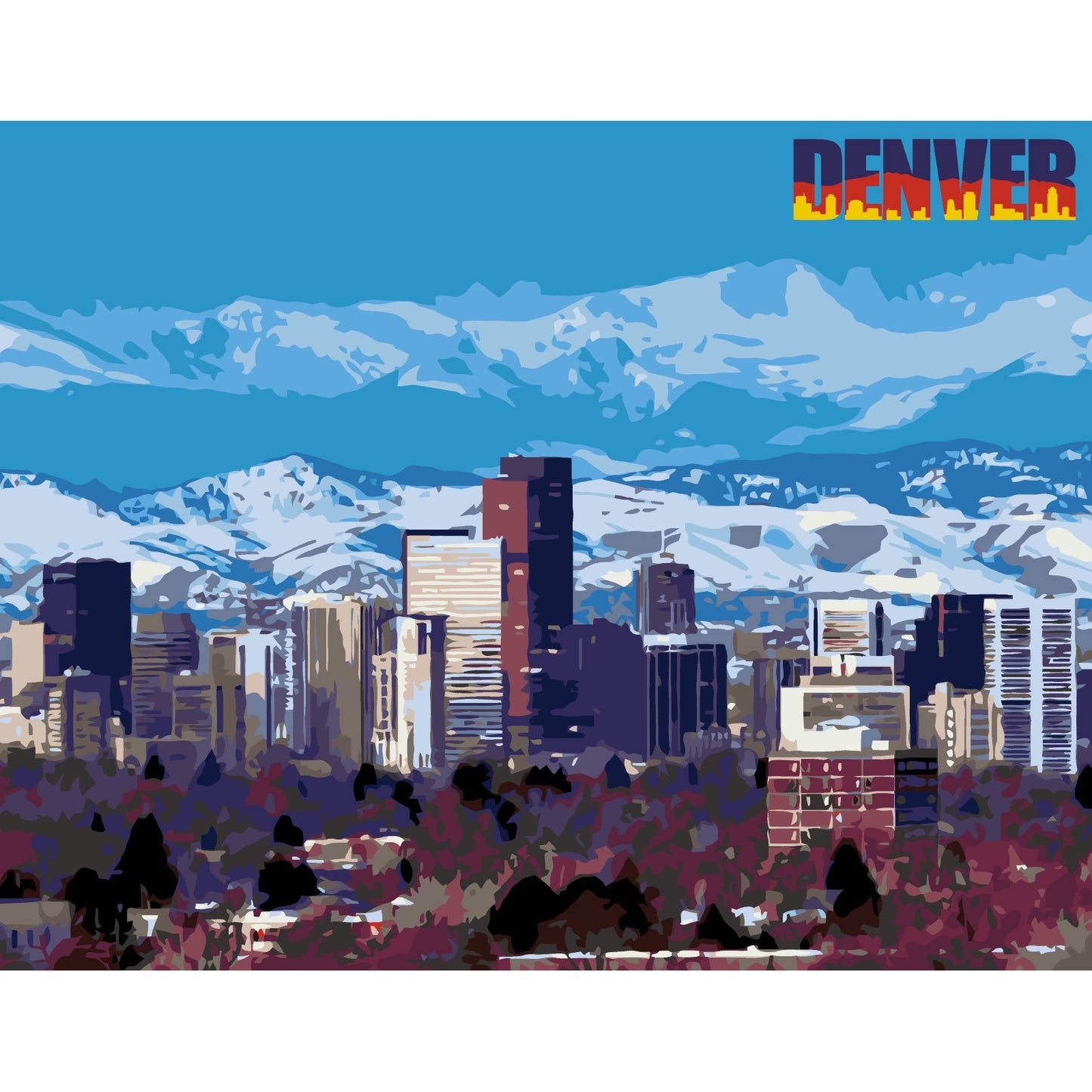 Artwille DIY Paint by Numbers for Adults and Kids - Denver Skyline