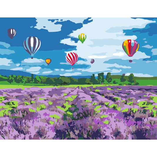 Artwille DIY Paint by Numbers for Adults and Kids - Flight over Lavender Field