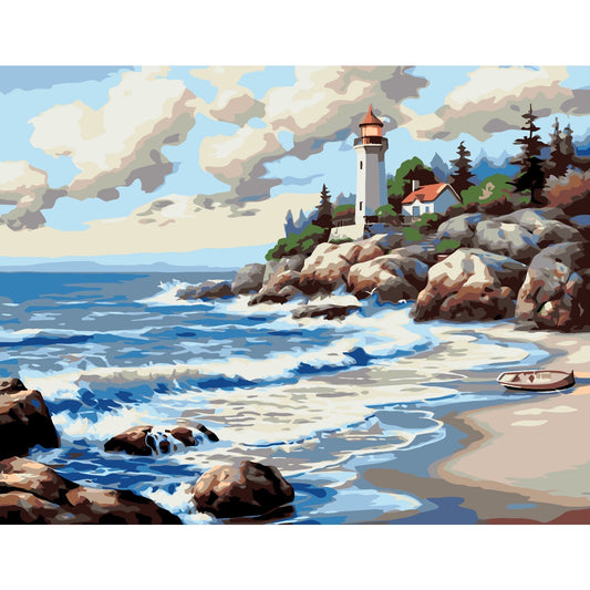 Artwille DIY Paint by Numbers for Adults and Kids - Lighthouse by the Sea