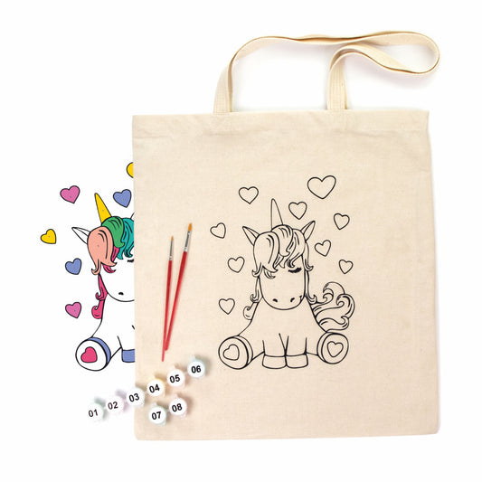 ROSATalent: Eco-Friendly Cotton Ecobag Coloring Kit – Unicorn (220 GSM, 38x42 cm)