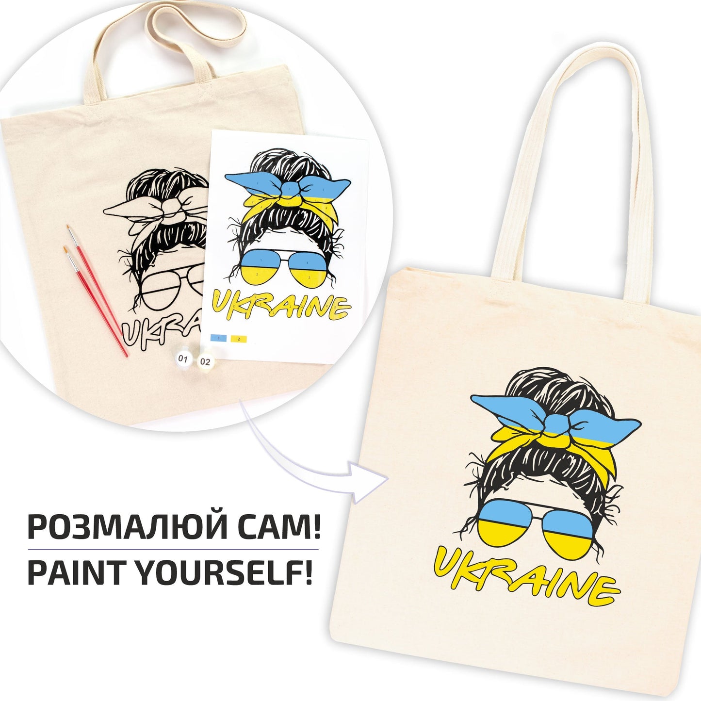 ROSATalent: Eco-Friendly Cotton Ecobag Coloring Kit – Ukraine Design (220 GSM, 38x42 cm)