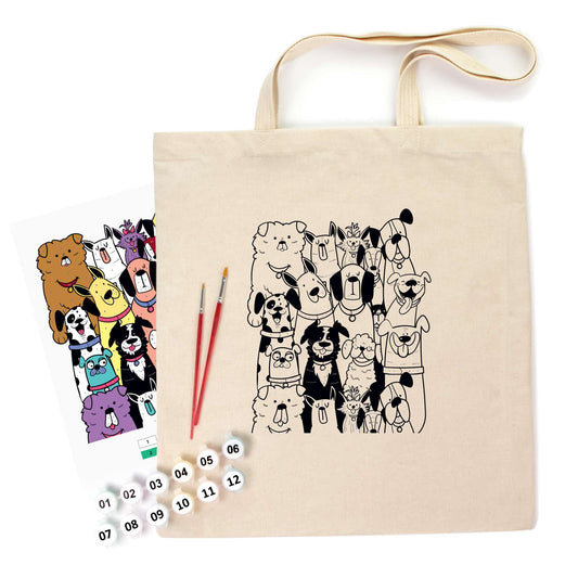 ROSATalent: Eco-Friendly Cotton Ecobag Coloring Kit – Dogs Design (220 GSM, 38x42 cm)