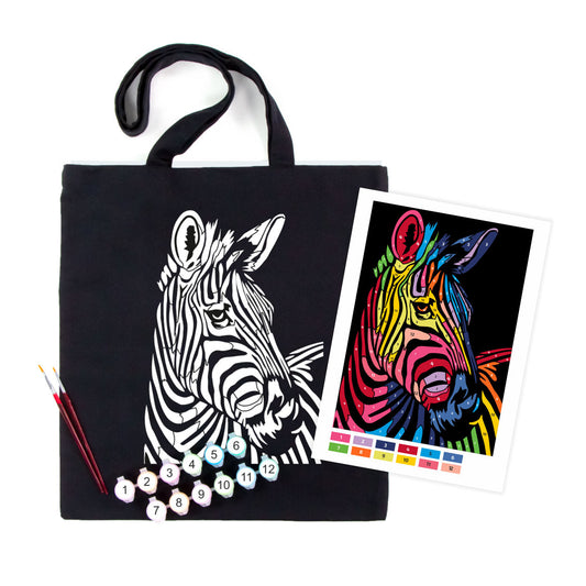 ROSATalent: Eco-Friendly Cotton Ecobag Coloring Kit – Bright Zebra (220 GSM, 38x42 cm)