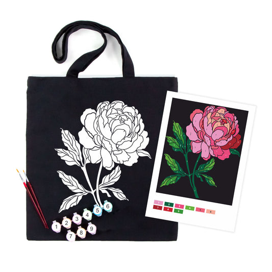 ROSATalent: Eco-Friendly Cotton Ecobag Coloring Kit – Tender Рeony (220 GSM, 38x42 cm)