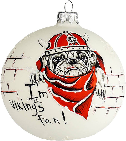 4" Glass Christmas Ornaments - Viking Bulldog