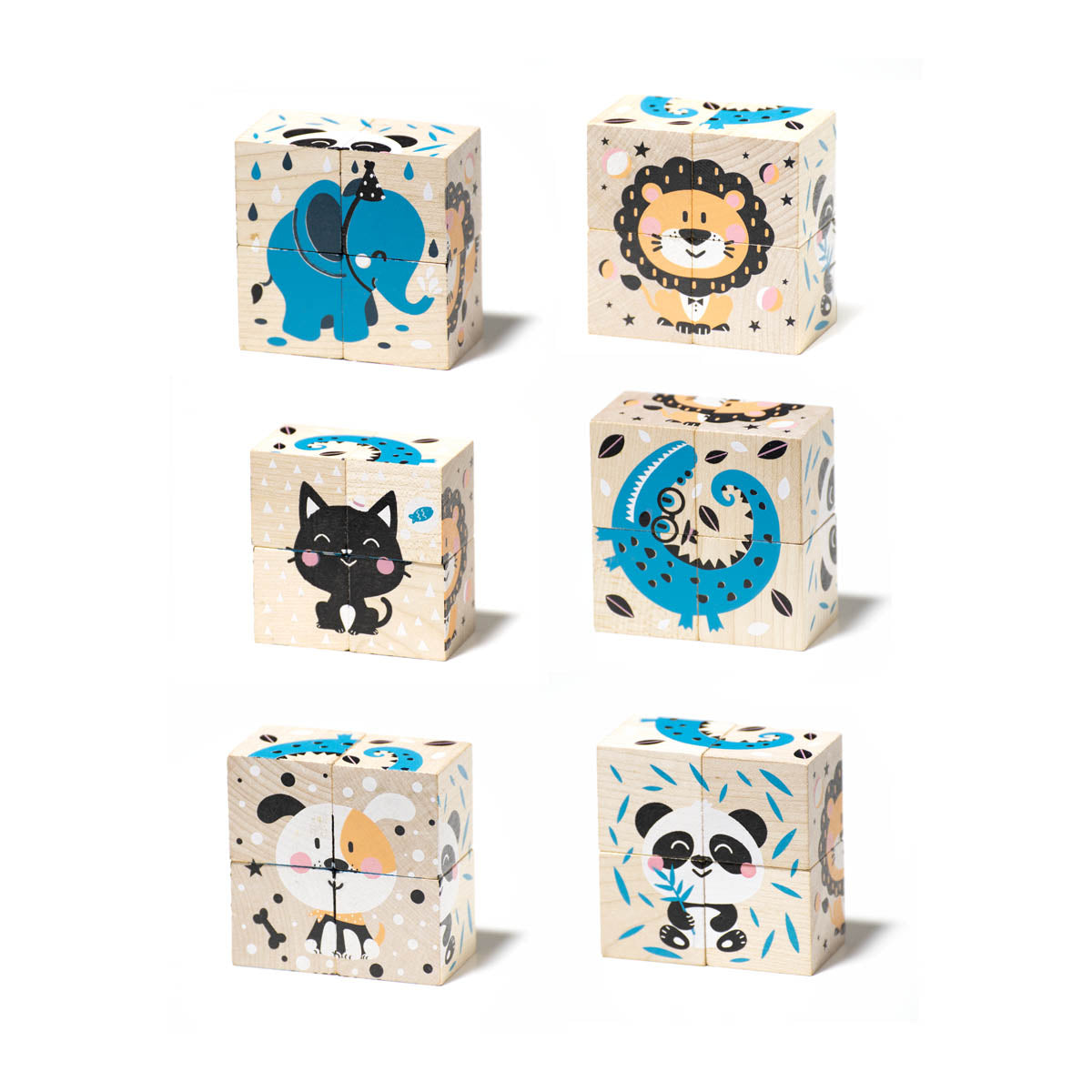 Wise Elk/Cubika Set of Wooden Blocks - Animals